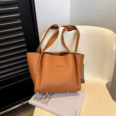 Korean Style Tan Satchel Shoulder Bag for Women