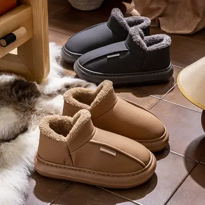 Men's Winter Fleece Slippers Brown 2025
