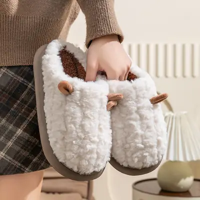 Pink Fluffy Cross-Border Slippers for Women Winter Warm