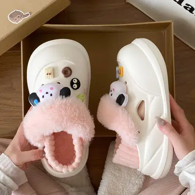 2025 Winter Fleece Lined Student Slippers Women
