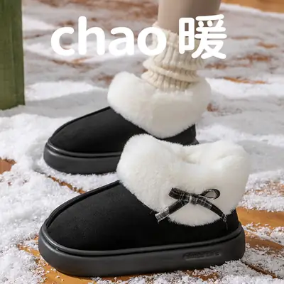2025 New Winter Large Fur Indoor and Outdoor All-Inclusive Women's Indoor and Outdoor Warm Cotton Shoes Wholesale