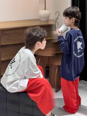 White Red Cotton Long Sleeve T-Shirt for Boys