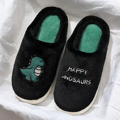 Women's White Cartoon Cotton Slippers Warm Winter