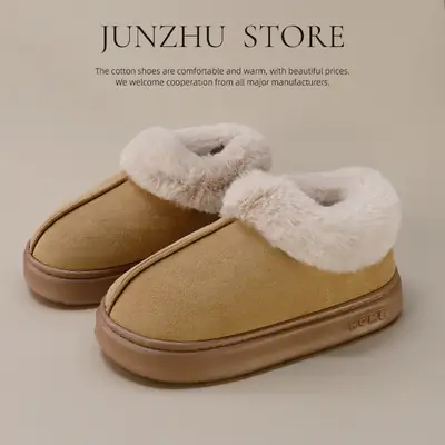 2025 New Cross-Border Suede Cotton Shoes Warm Fur Lining Closed Heel Eva Anti-Slip Snow Boots