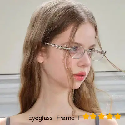 Trendy Rhinestone Oval Sunglasses Frame