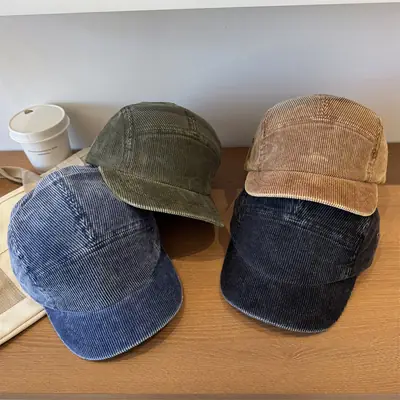 American Retro Corduroy Baseball Cap Unisex Autumn Winter Soft Top