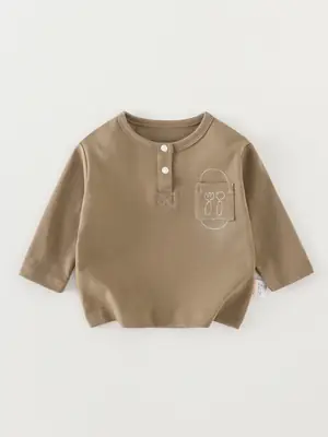 Boys' Long Sleeve T-Shirt Brown 2025
