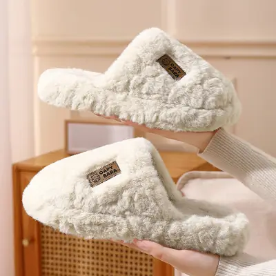Winter Furry Slippers for Men Women Thick Soft