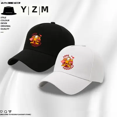 Yizhimei Blue Baseball Cap with Happy Garfield Design