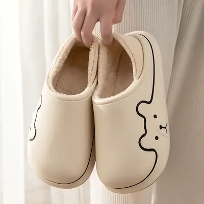 Women Cotton Slippers Yellow Winter Warm Non-Slip
