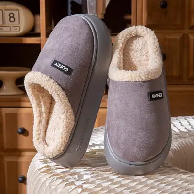 Men's and Women's 2026 New Autumn and Winter Indoor Home Plush Warm Non-Slip Cotton Slippers with a Stepping-On-Feces Feel