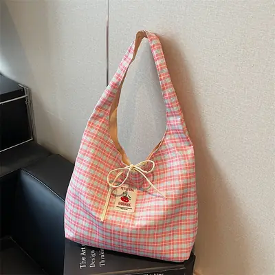 Plaid Shoulder Bag Large Capacity Spring Summer