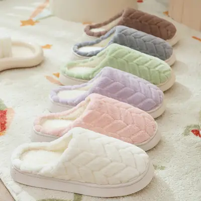 Cotton Green Slippers for Women Winter Indoor