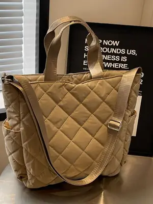 Quilted Crossbody Bag Women Large Capacity Tan 2025