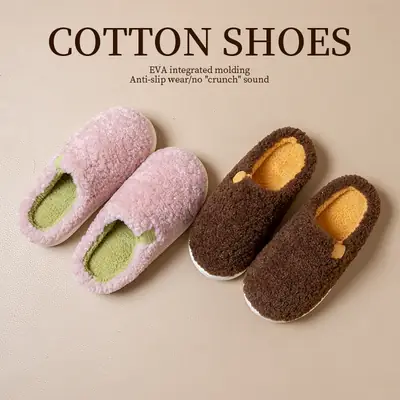 Silent Cotton Slippers for Men Women Winter Warm Anti-Slip