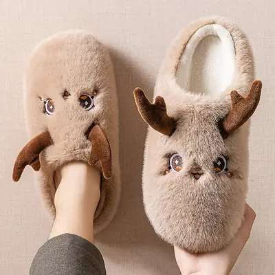 Men's Cartoon Plush Slippers Winter Indoor