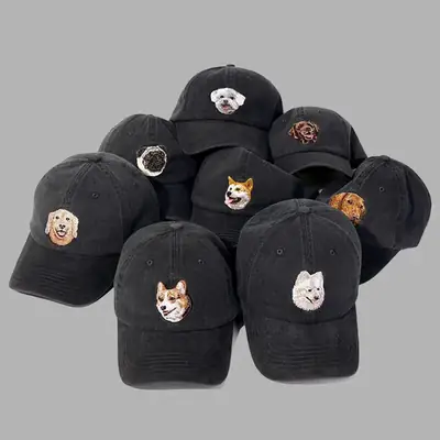 Dog Head Cowboy Hat Men's Washable Black Distressed