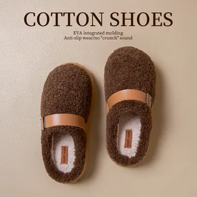 Cotton Slippers for Men, Winter 2026 New Style, Indoor Home Warm Plush Eva Sole Cotton Slippers for Women, Autumn and Winter