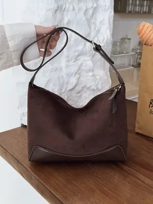 Women's Suede Crossbody Bag Brown High-End Commuter