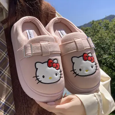 Hello Kitty Pink Slippers Women Warm Non-Slip