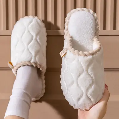 Winter Cotton Slippers for Women, Warm, Non-Slip