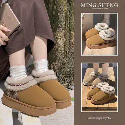 New Cotton Slippers for Women Winter Warm Thick Soled