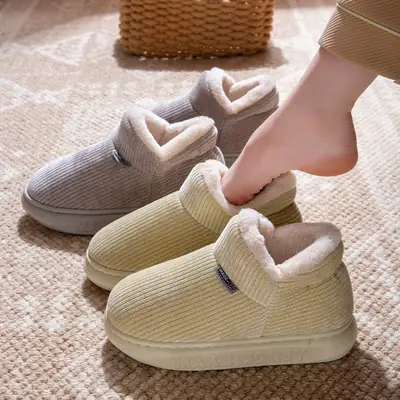 Women Cotton Slip-On Slippers Warm Indoor Winter