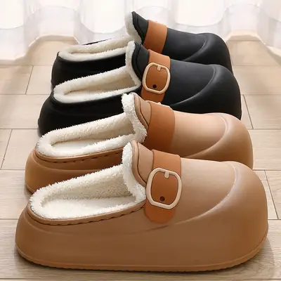 Women's Winter Fleece Lined Warm Slippers Brown