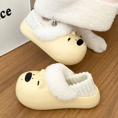 Winter Cat Design Soft Slippers for Women