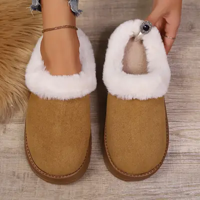 Men Winter Thick Soft Slippers Brown