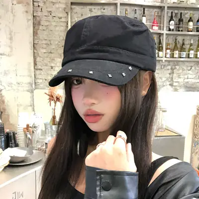 Studded Flat Cap Women Spring Autumn Vintage Beret