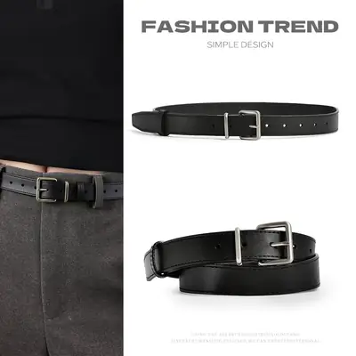Black Cross-Border Genuine Leather Belt for Women