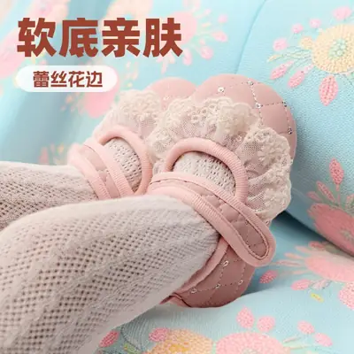 Trade Baby Girl Soft-Soled Toddler Shoes 0-1 Years Old Infant Shoes Lace Princess Shoes Pre-Walking Shoes