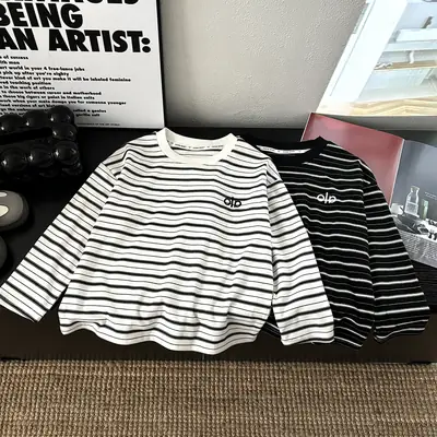 Spring & Autumn Boys Striped T-Shirts 2025