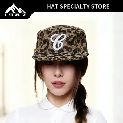 American Retro Leopard Print Baseball Cap with Embroidery