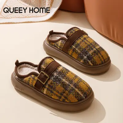 Women's 2026 New Autumn and Winter Home Indoor Warm Plush Slippers for Couples, Men's Winter Slippers with a Stepping-On-Feces Sensation