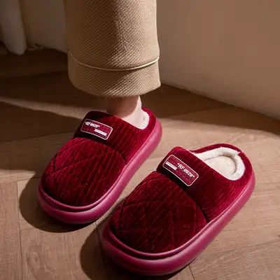 Women's Red Cotton Slippers for Winter 2025