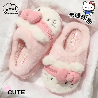 Sanrio Hello Kitty Winter Fleece Slippers Women Pink