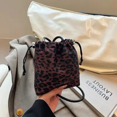 Leopard Print Bucket Bag for Women 2025