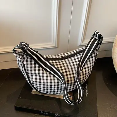 New Summer Retro Plaid Shoulder Crossbody Bag for Women