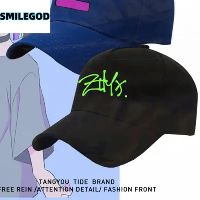 Tangyoo Zhi XZ Black Cartoon Cap with Neon Design