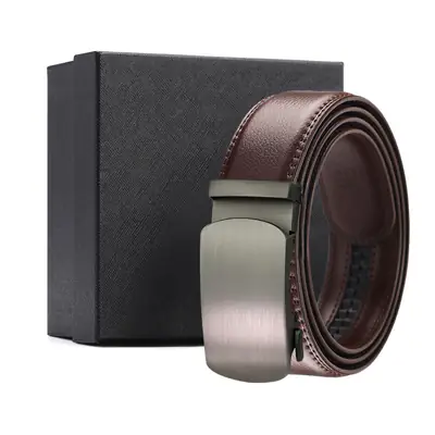Brown Genuine Leather Belt with Black Buckle