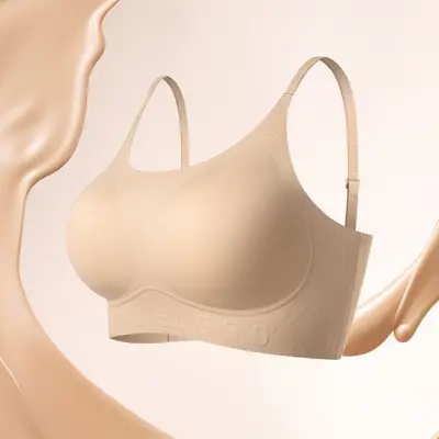Cross-Border Invisible Liquid Foundation Soft Support Underwear Natural Latex Cup Antibacterial Breast-Retracting Bra Soft and Not Easy to Deform