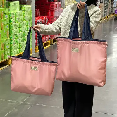 Pink Foldable Tote Bags for Women Grocery Shopping