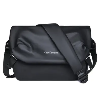 Men's Black Crossbody Messenger Bag Adjustable Strap