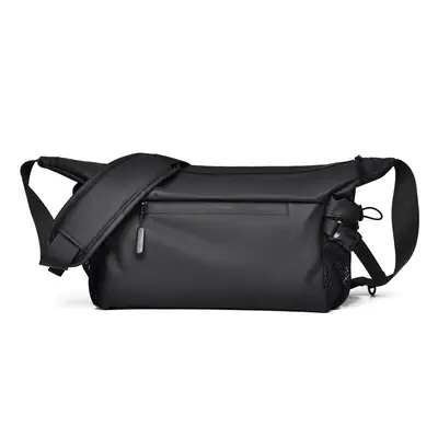 Men's Black Crossbody Messenger Bag with Adjustable Strap