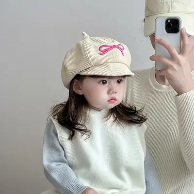 Red Korean Style Peaked Hat for Girls
