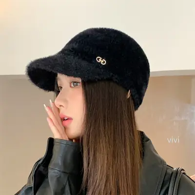 Women Plush Duckbill Hat Winter Warm Windproof