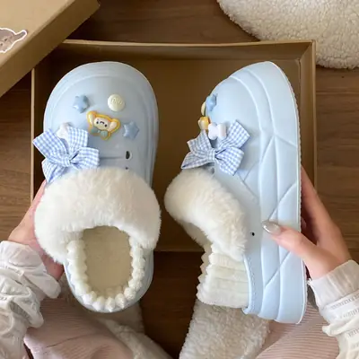Winter Plush Student Shoes for Women Warm Non-Slip