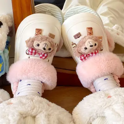 Women's Super Soft Plush Cotton Toe Cap Slippers Black Winter